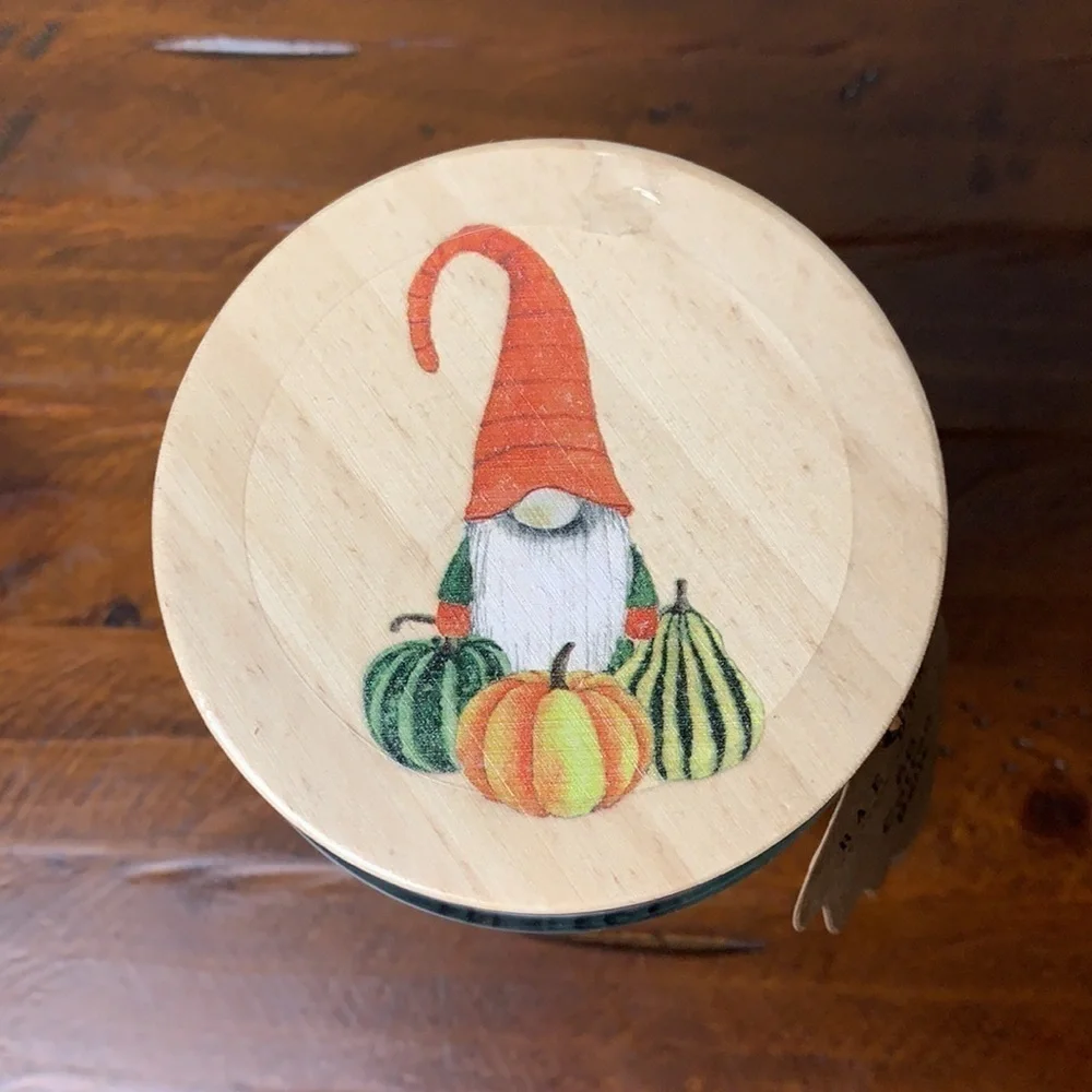 Rae Dunn Gnome Cotten Ball Glass Jar